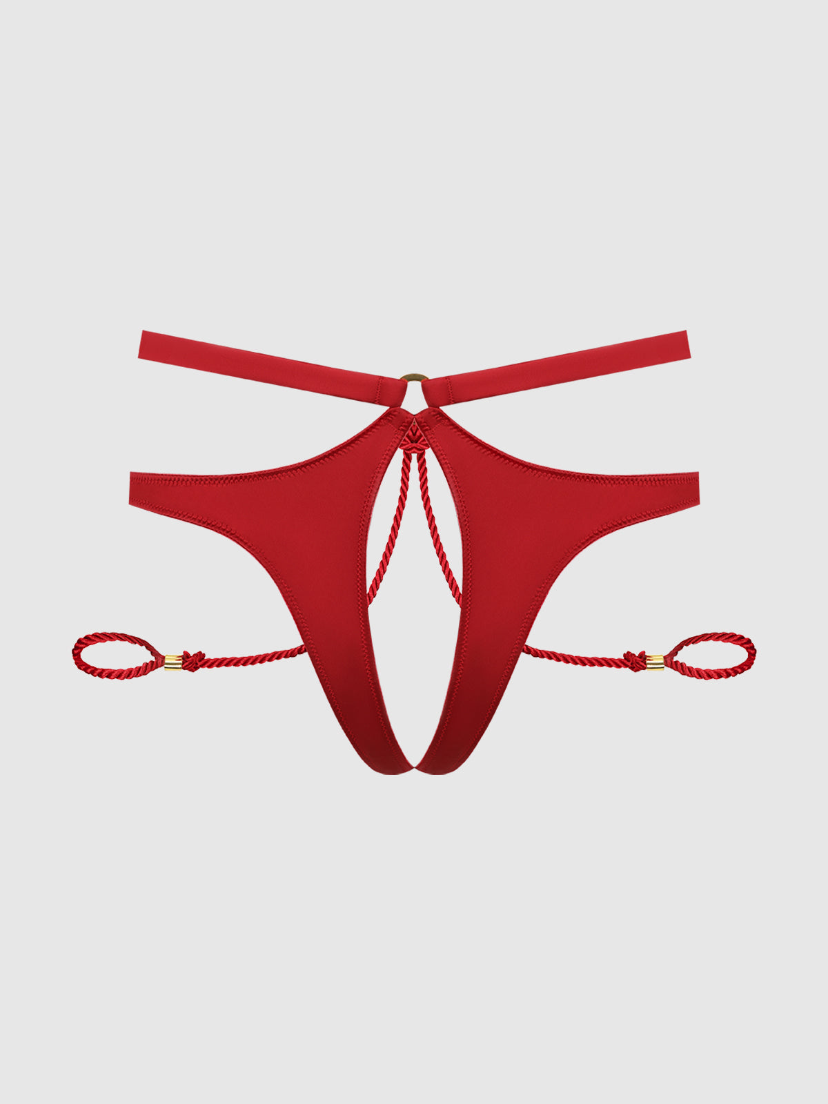 IRYNA SILKY MICRO & ROPE CROTCHLESS & HAND CUFF HIPSTER