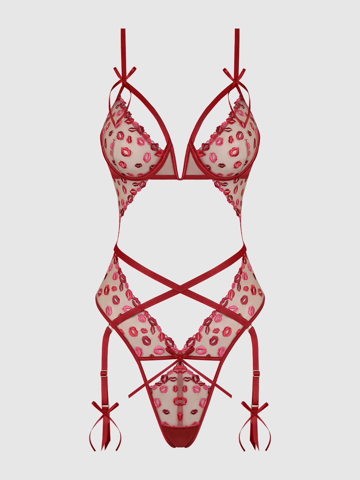 ANGELINA LIPS EMBROIDERY CUTOUT TEDDY