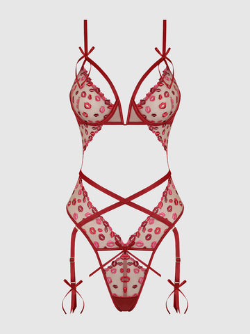 ANGELINA LIPS EMBROIDERY CUTOUT TEDDY