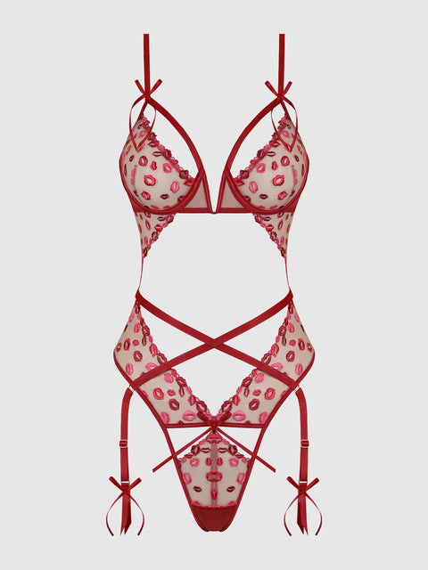 ANGELINA LIPS EMBROIDERY CUTOUT TEDDY