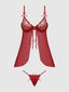 ANGELINA LIPS EMBROIDERY BABYDOLL & BOW G-STRING SET
