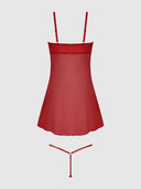ANGELINA LIPS EMBROIDERY BABYDOLL & BOW G-STRING SET