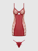 ANGELINA LIPS EMBROIDERY BOW BACK CHEMISE SET