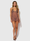 ALIA LEOPARD MESH UNDERWIRE BABYDOLL & G-STRING SET