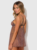 ALIA LEOPARD MESH UNDERWIRE BABYDOLL & G-STRING SET
