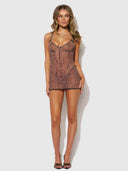 ALIA LEOPARD MESH UNDERWIRE CHEMISE & G-STRING SET