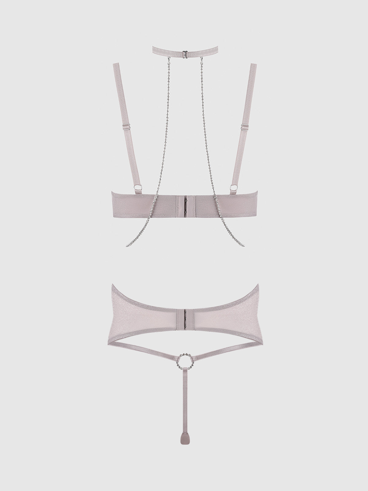 PRESLEY RHINESTONE & MESH DEMI BRA, GARTER & G-STRING SET