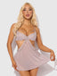 PRESLEY SHINE MESH & RHINESTONE BABYDOLL & G-STRING SET