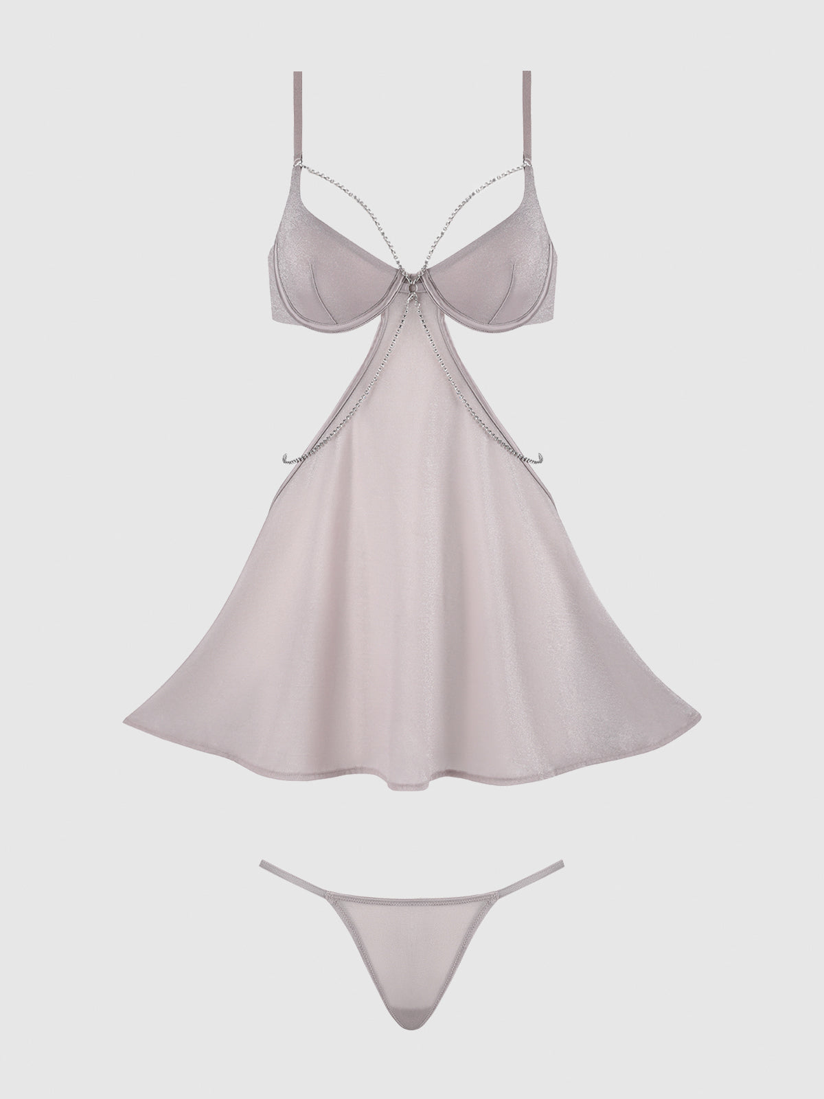 PRESLEY SHINE MESH & RHINESTONE BABYDOLL & G-STRING SET