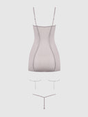 PRESLEY SHINE MESH & RHINESTONE CHEMISE & G-STRING SET