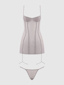 PRESLEY SHINE MESH & RHINESTONE CHEMISE & G-STRING SET