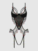 ILENA EMBROIDERED TULLE CROTCHLESS & OPEN BACK TEDDY