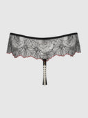 ILENA EMBROIDERED TULLE & PEARL CROTCHLESS THONG