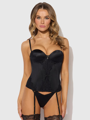 LARA LIQUID SATIN & LACE STRAPLESS CORSET
