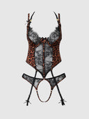 DEVON LEOPARD AND LACE CROTCHLESS TEDDY