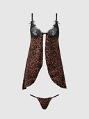 DEVON LEOPARD AND LACE BABYDOLL SET