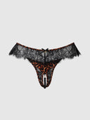 DEVON LEOPARD AND LACE CROTCHLESS PEARL THONG