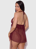 LILIANA LACE & MESH HALTER BABYDOLL SET