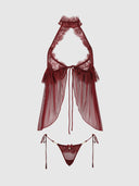 LILIANA LACE & MESH HALTER BABYDOLL SET