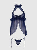 LILIANA LACE & MESH HALTER BABYDOLL SET