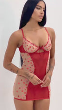 ANGELINA LIPS EMBROIDERY BOW BACK CHEMISE SET